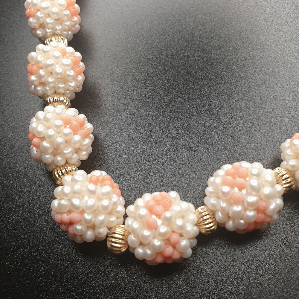 G.Silver faux pearl necklace